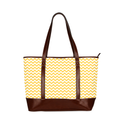 sunny yellow and white small zigzag chevron Tote Handbag (Model 1642)