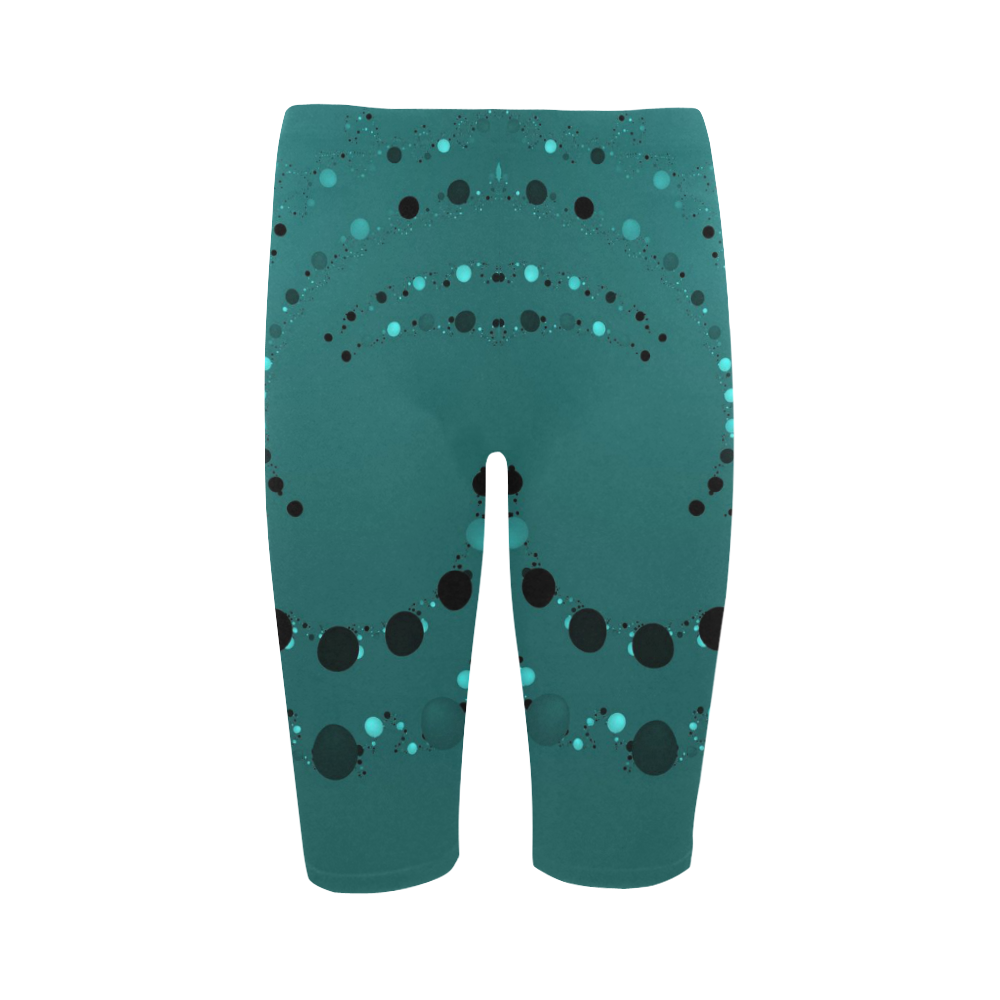 teal and black dots Hestia Cropped Leggings (Model L03)