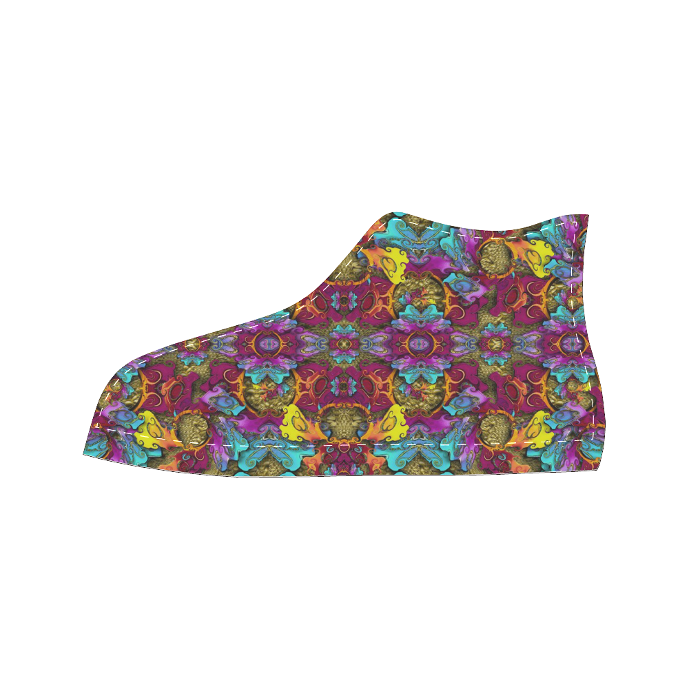 Fantasy rainbow flowers in a environment of calm Men’s Classic High Top Canvas Shoes (Model 017)