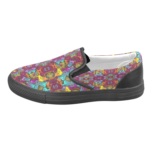 Fantasy rainbow flowers in a environment of calm Women's Unusual Slip-on Canvas Shoes (Model 019)