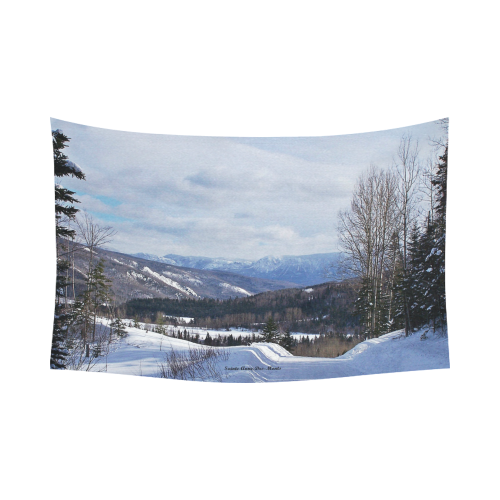 Mountain Winter Road Cotton Linen Wall Tapestry 90"x 60"