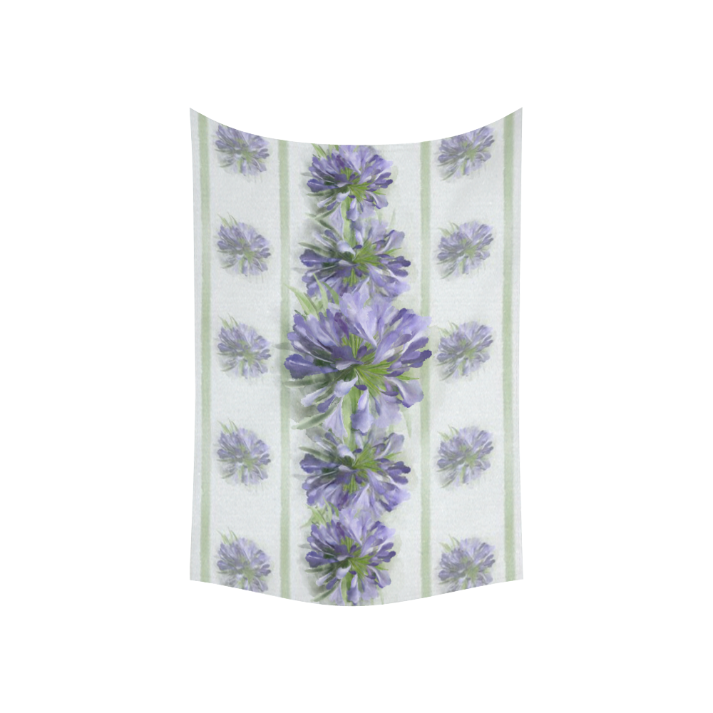 Purple Flowers multi Cotton Linen Wall Tapestry 60"x 40"