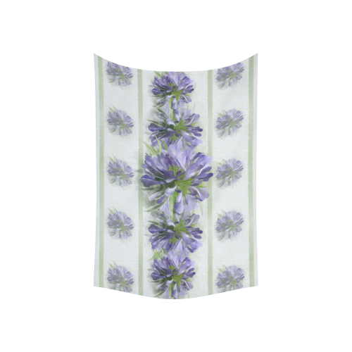 Purple Flowers multi Cotton Linen Wall Tapestry 60"x 40"
