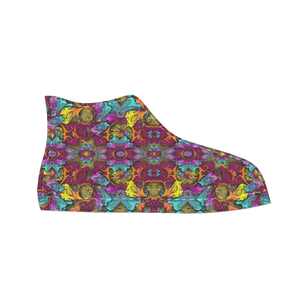 Fantasy rainbow flowers in a environment of calm Men’s Classic High Top Canvas Shoes (Model 017)