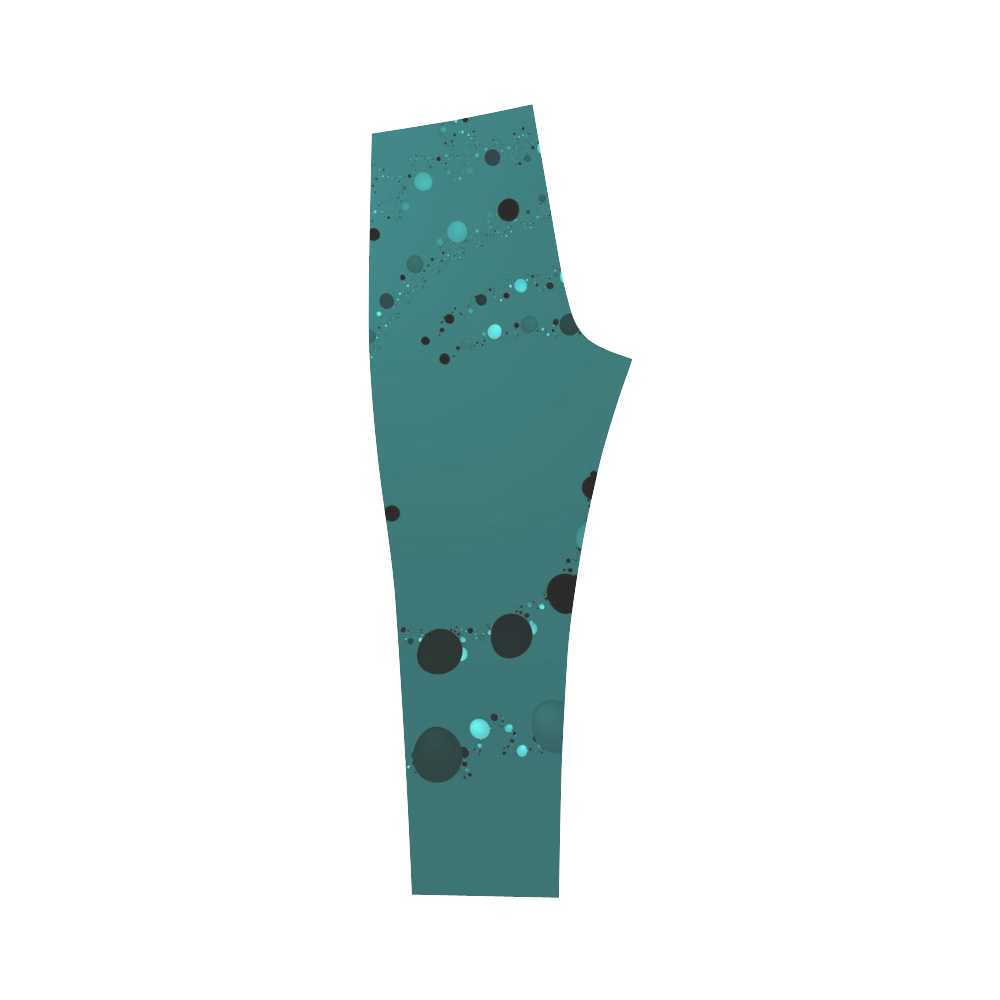teal and black dots Capri Legging (Model L02)