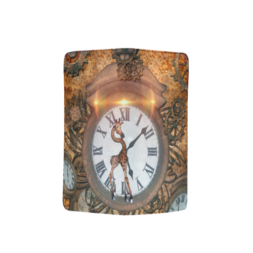 Steampunk, cute giraffe on a clock Men's Clutch Purse （Model 1638）