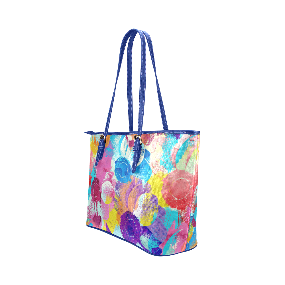 Anemones Flower Leather Tote Bag/Small (Model 1651)