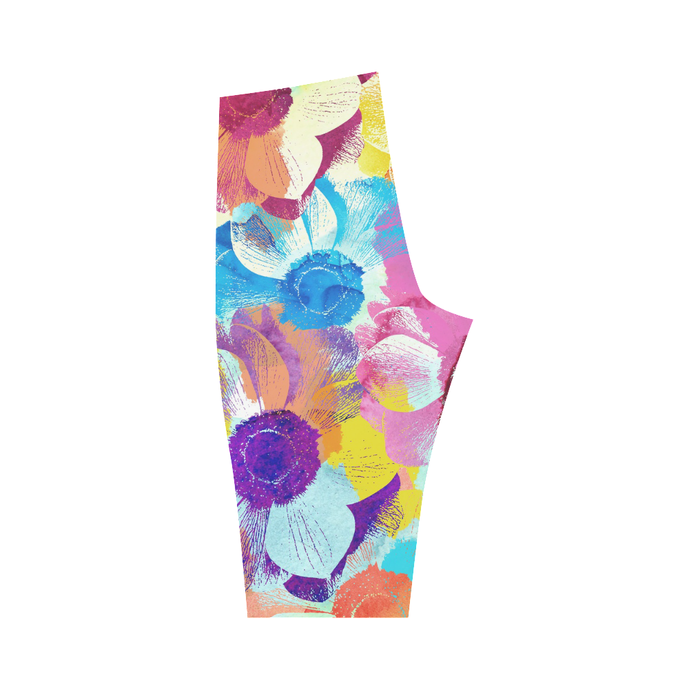 Anemones Flower Hestia Cropped Leggings (Model L03)