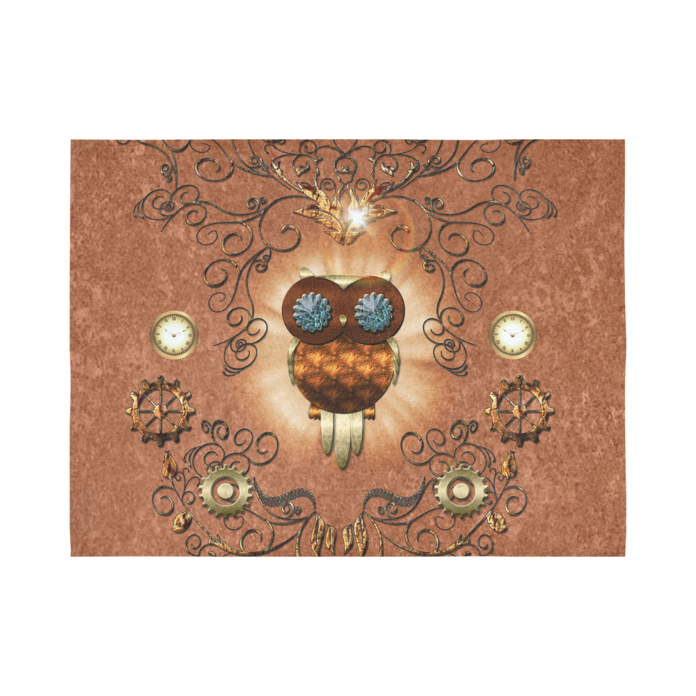 Steampunk, cute owl Cotton Linen Wall Tapestry 80"x 60"