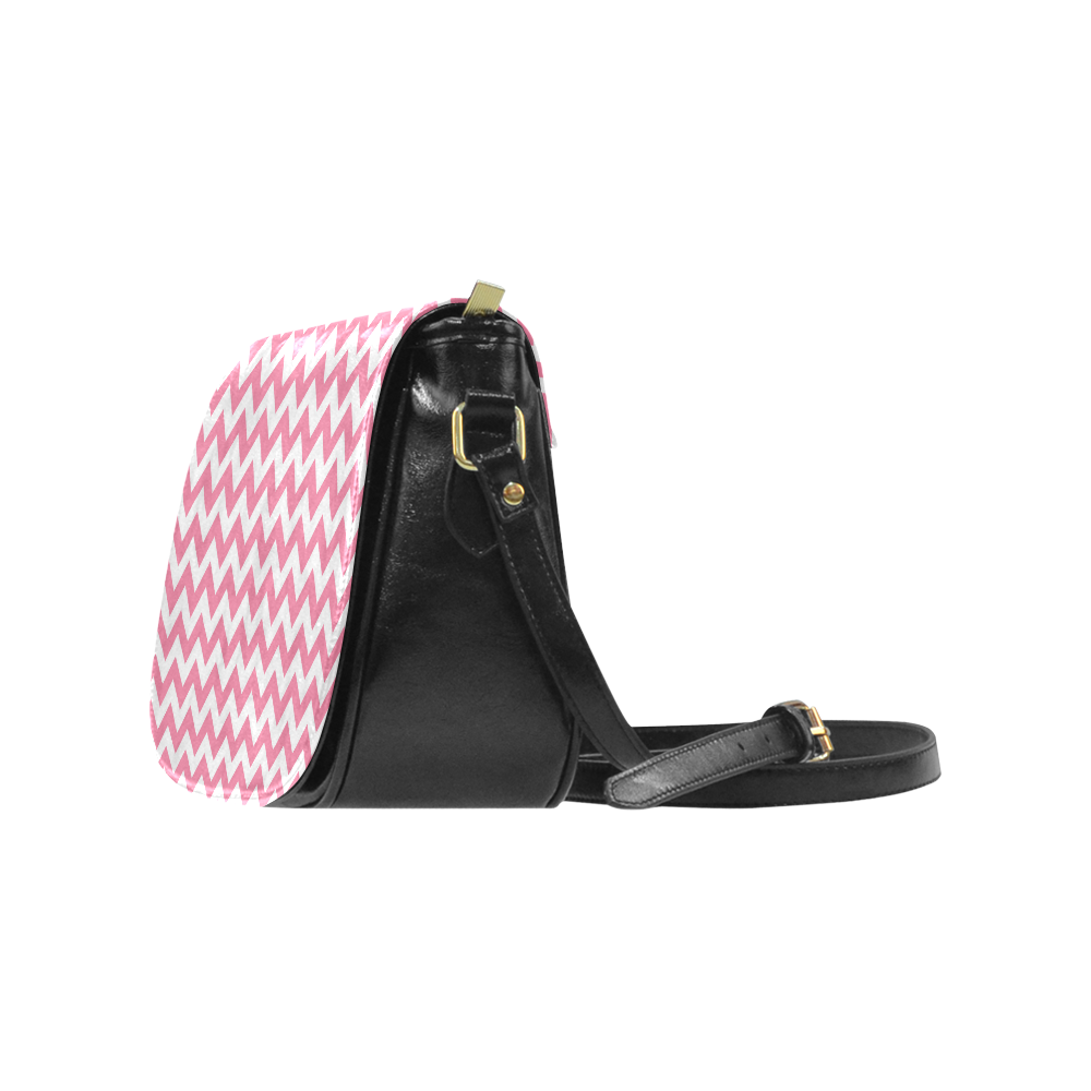 Pink and white zigzag chevron Classic Saddle Bag/Small (Model 1648)