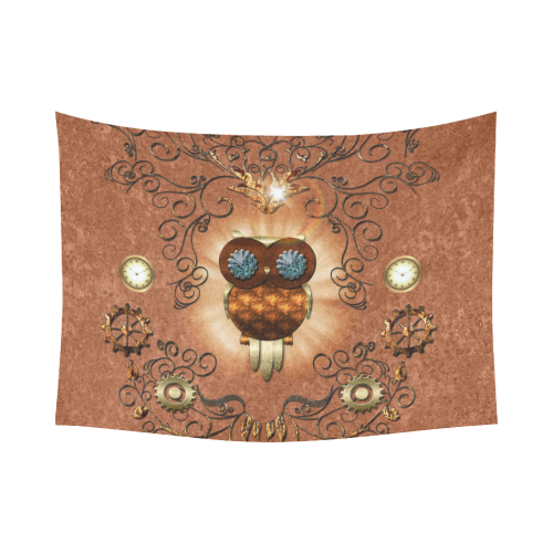 Steampunk, cute owl Cotton Linen Wall Tapestry 80"x 60"