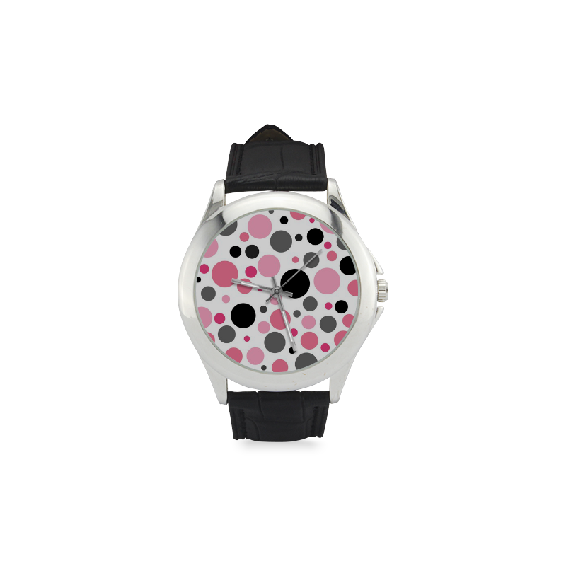 confetti polka dot Women's Classic Leather Strap Watch(Model 203)