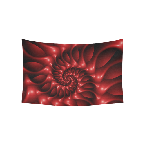 Glossy Red Spiral Fractal Cotton Linen Wall Tapestry 60"x 40"