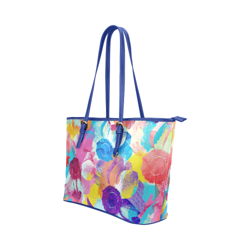Anemones Flower Leather Tote Bag/Small (Model 1651)