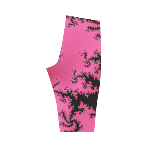 pink and black fractal Hestia Cropped Leggings (Model L03)