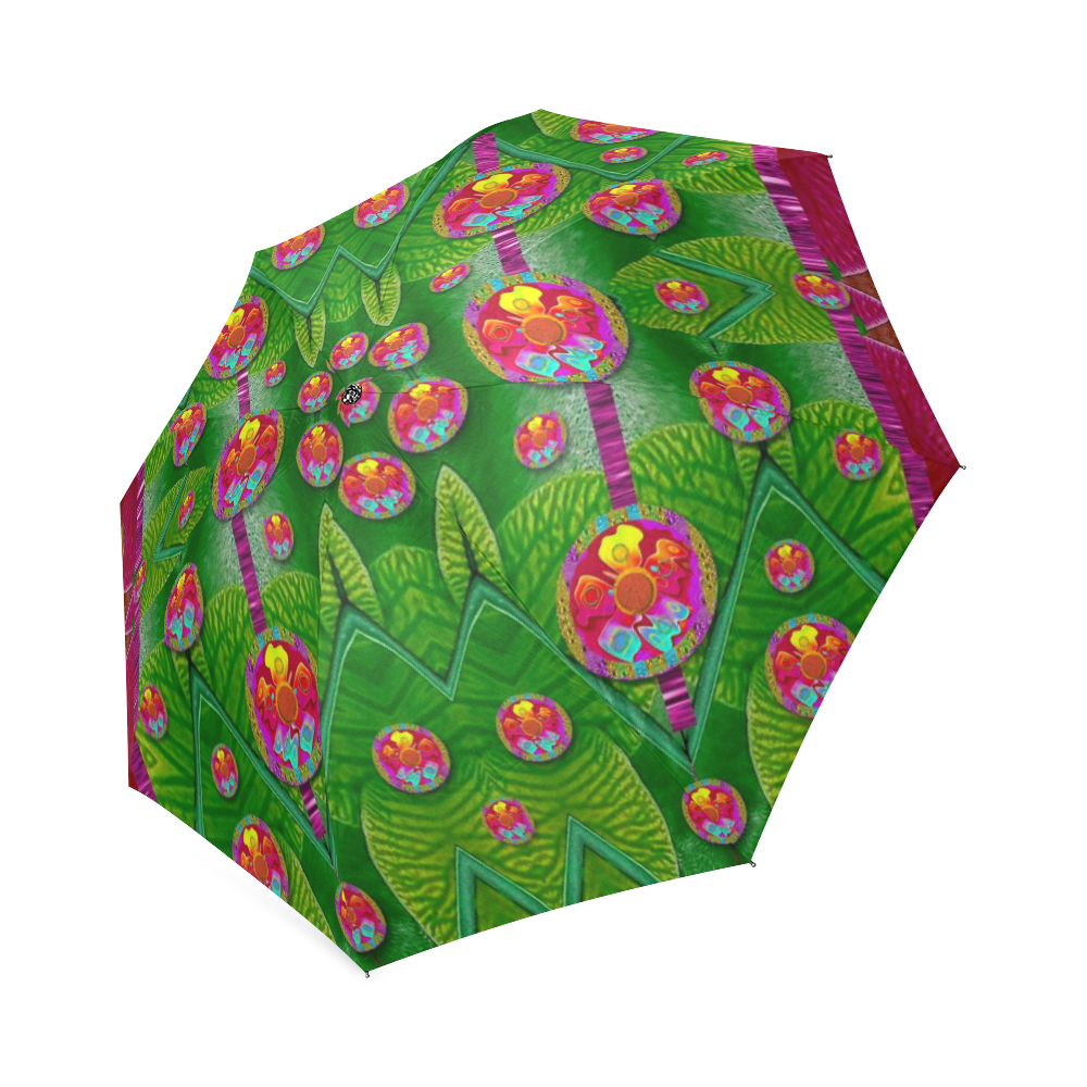 Orchid Forest Filled of big flowers and chevron Foldable Umbrella (Model U01)