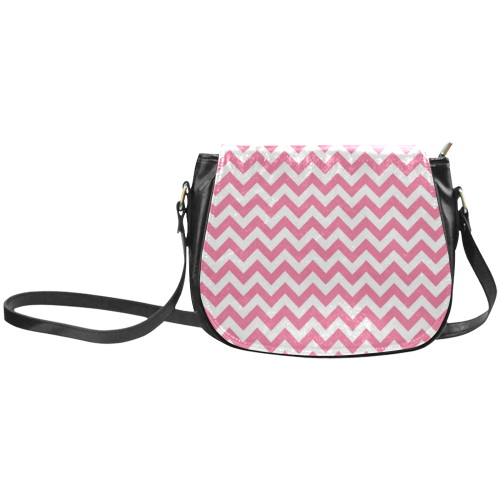 Pink and white zigzag chevron Classic Saddle Bag/Large (Model 1648)