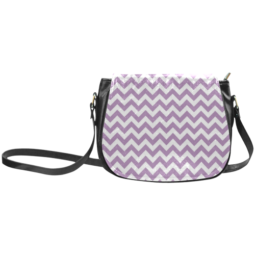Purple Lilac and white zigzag chevron Classic Saddle Bag/Small (Model 1648)