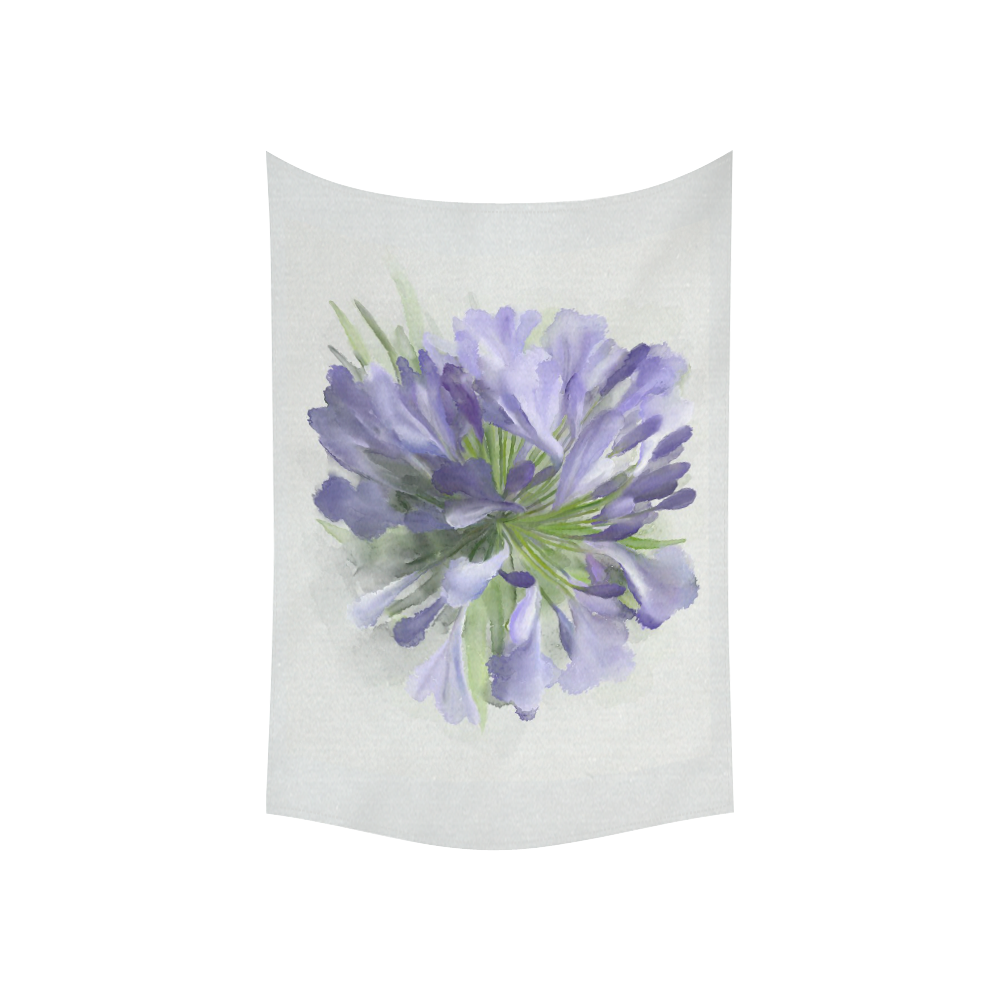 Purple Flower Cotton Linen Wall Tapestry 60"x 40"