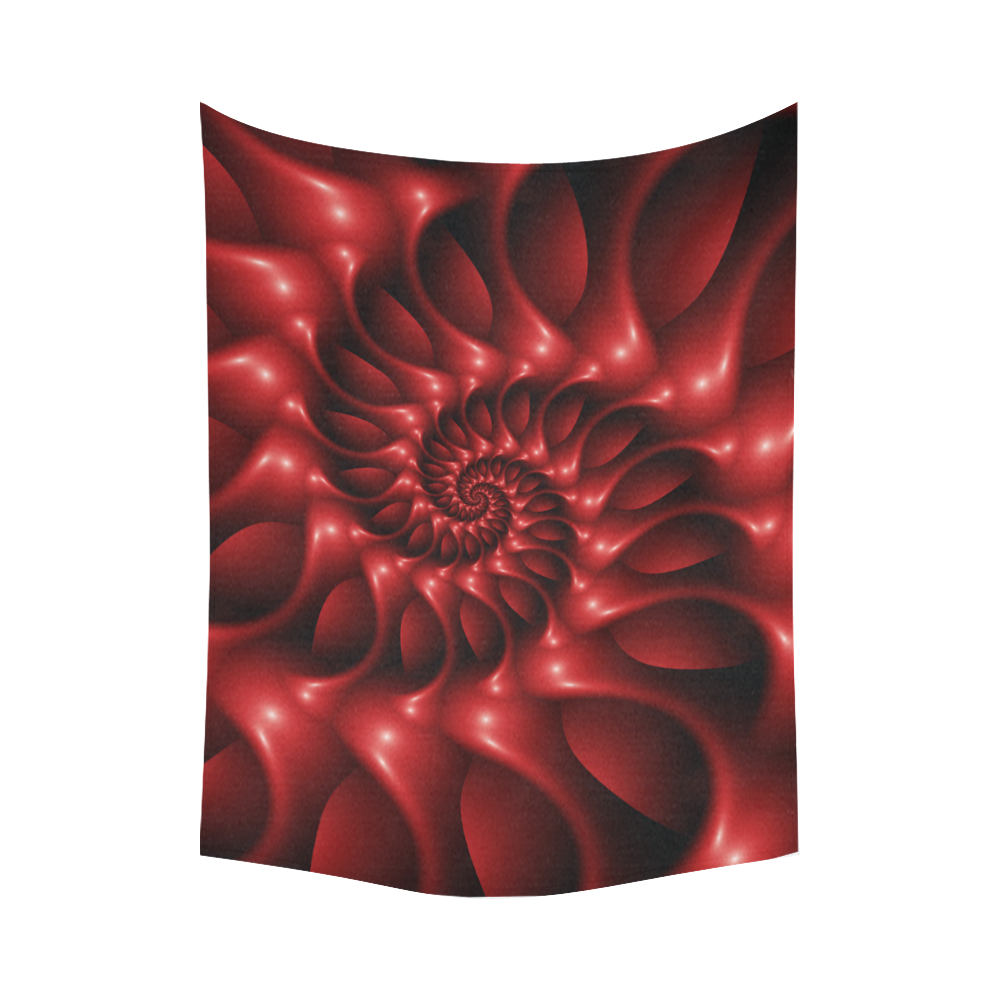 Glossy Red Spiral Fractal Cotton Linen Wall Tapestry 80"x 60"