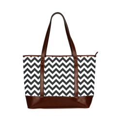 black and white zigzag chevron Tote Handbag (Model 1642)