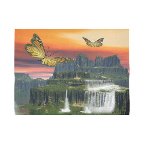 Fantasy world with butterflies Cotton Linen Wall Tapestry 80"x 60"