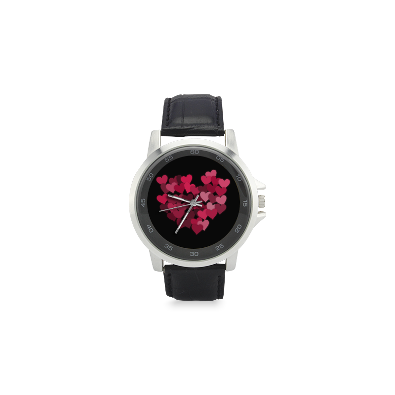 paper hearts Unisex Stainless Steel Leather Strap Watch(Model 202)