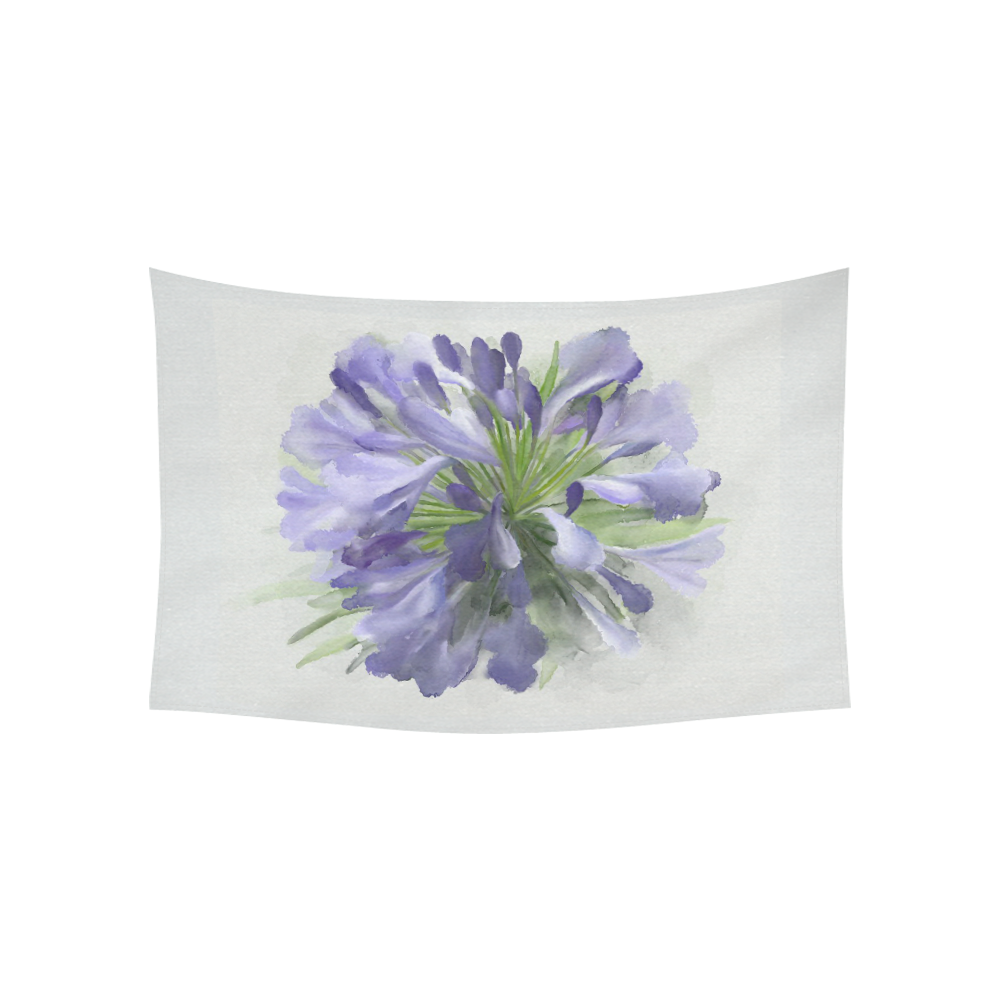 Purple Flower Cotton Linen Wall Tapestry 60"x 40"