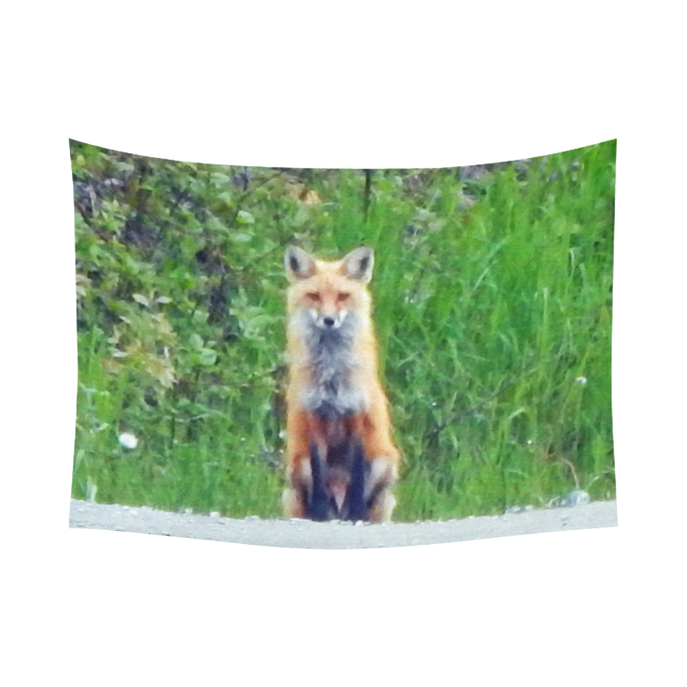 Red Fox Cotton Linen Wall Tapestry 80"x 60"