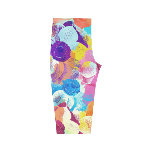 Anemones Flower Hestia Cropped Leggings (Model L03)