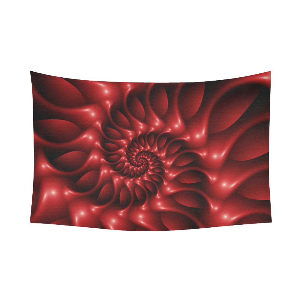 Glossy Red Spiral Fractal Cotton Linen Wall Tapestry 90"x 60"