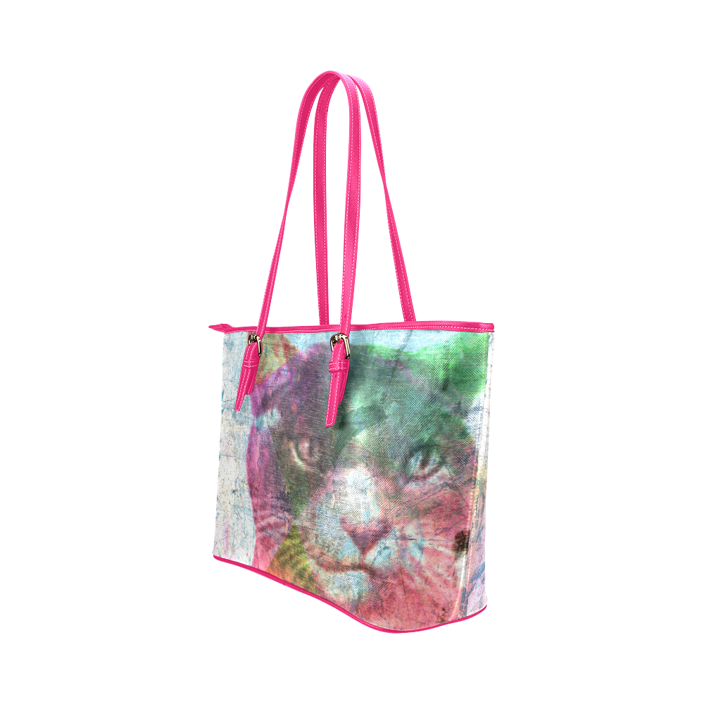 Cat Leather Tote Bag/Large (Model 1651)