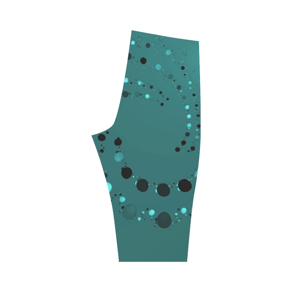 teal and black dots Hestia Cropped Leggings (Model L03)