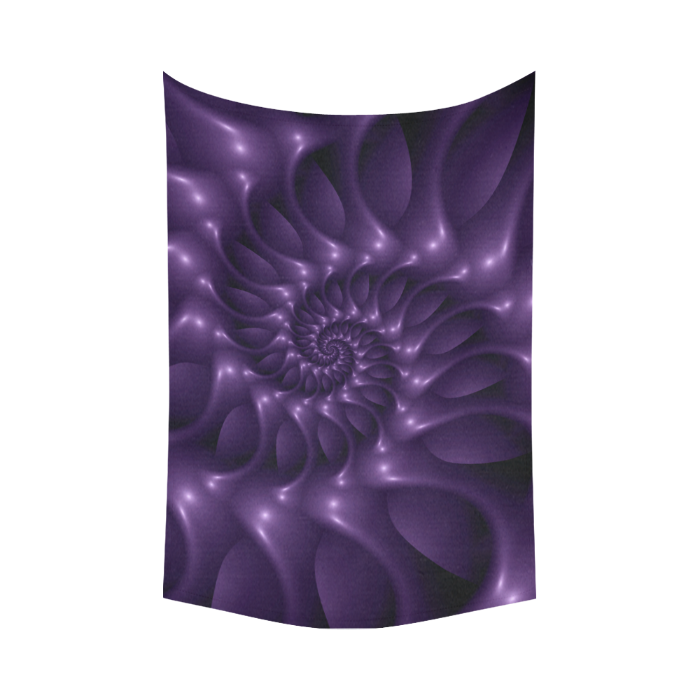 Glossy Purple Spiral Fractal Cotton Linen Wall Tapestry 90"x 60"