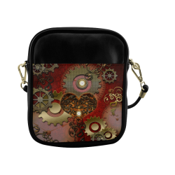 Steampunk, awesome glowing hearts Sling Bag (Model 1627)