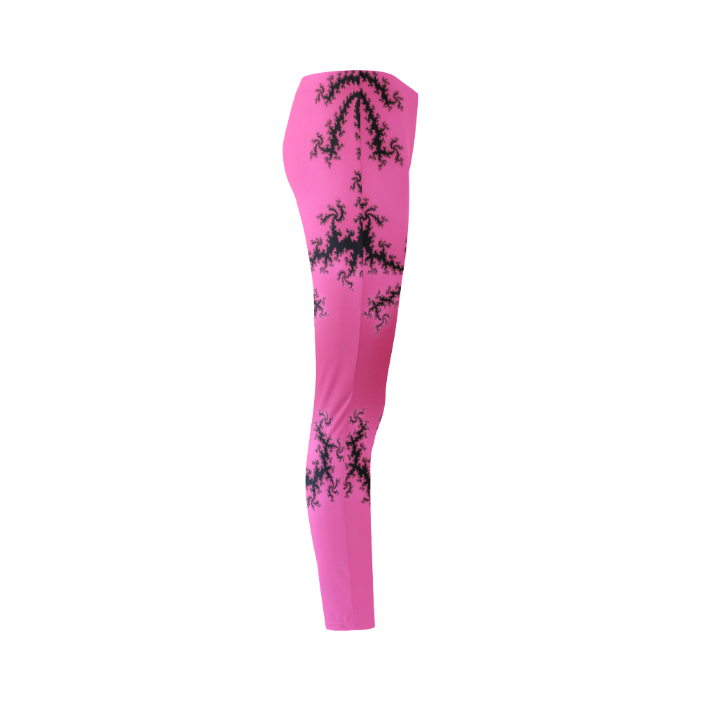 pink and black fractal Cassandra Women's Leggings (Model L01)