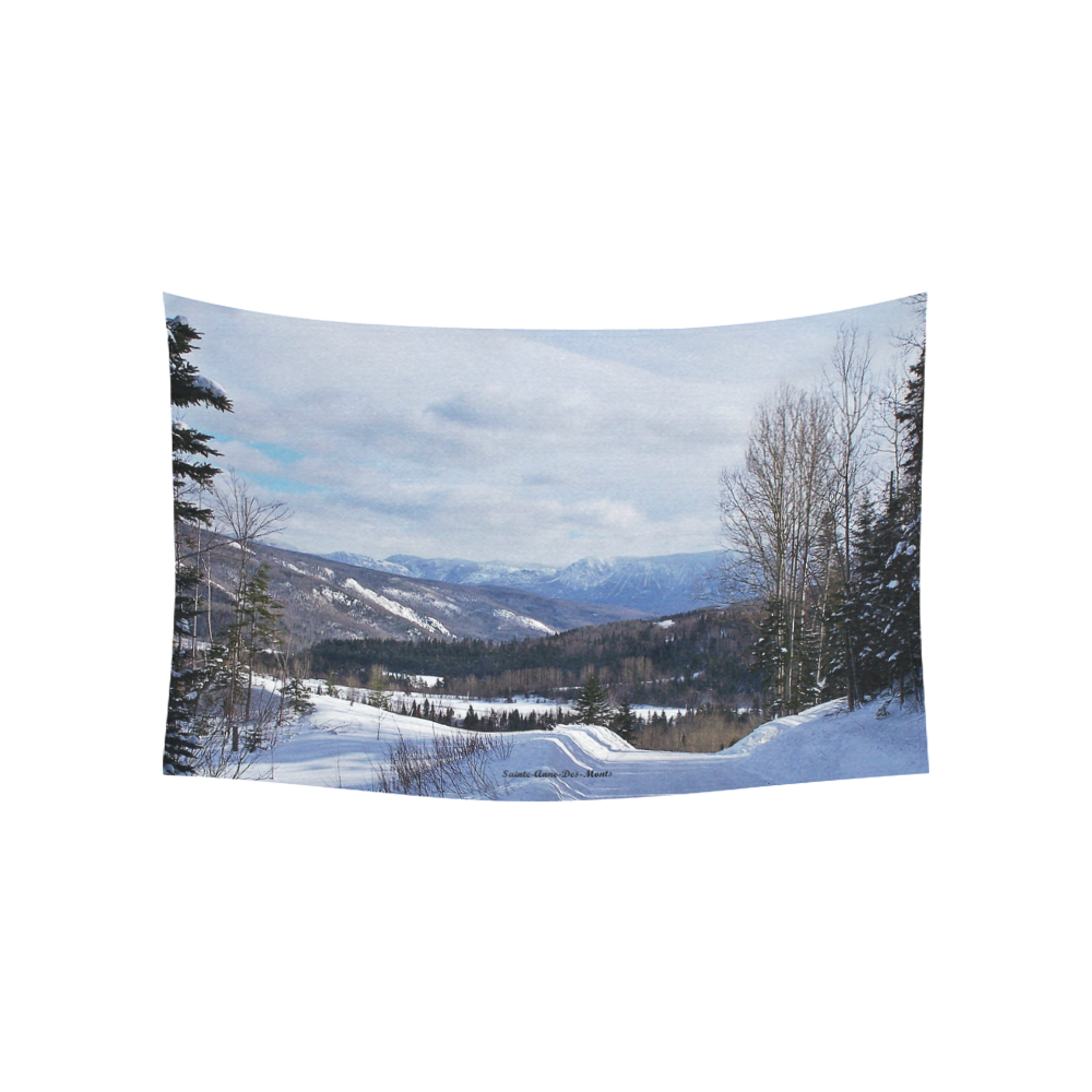 Mountain Winter Road Cotton Linen Wall Tapestry 60"x 40"