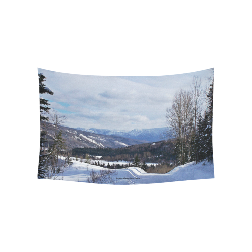 Mountain Winter Road Cotton Linen Wall Tapestry 60"x 40"