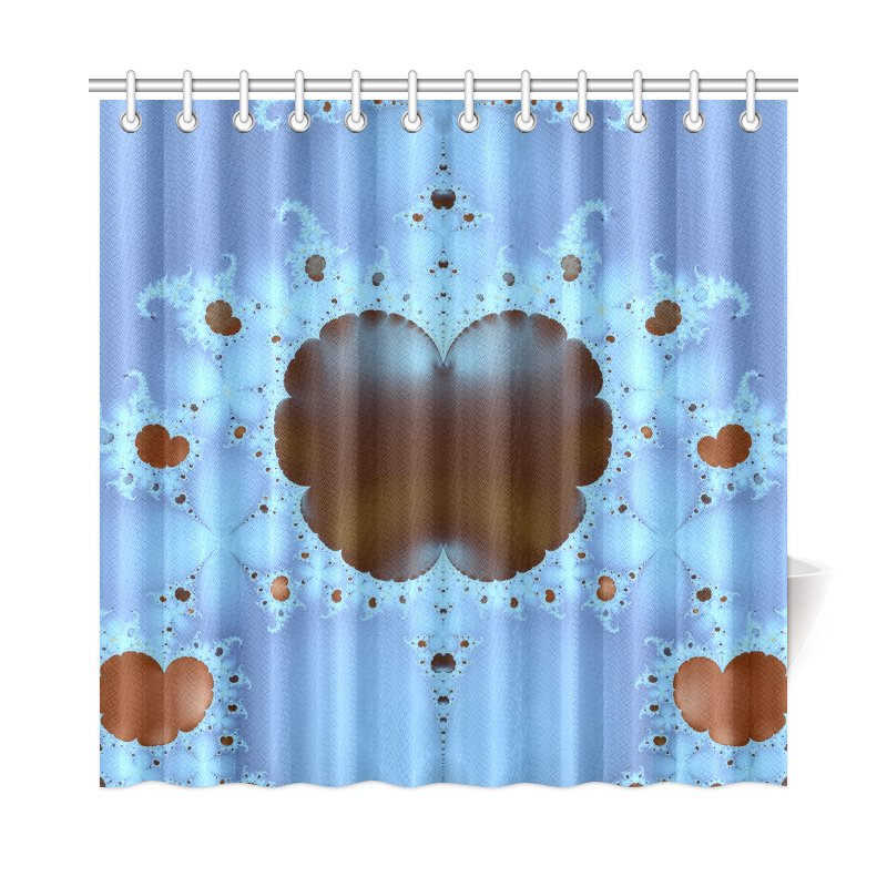 Fractal Hearts and Clouds Shower Curtain 72"x72"