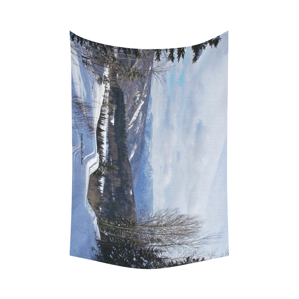 Mountain Winter Road Cotton Linen Wall Tapestry 90"x 60"