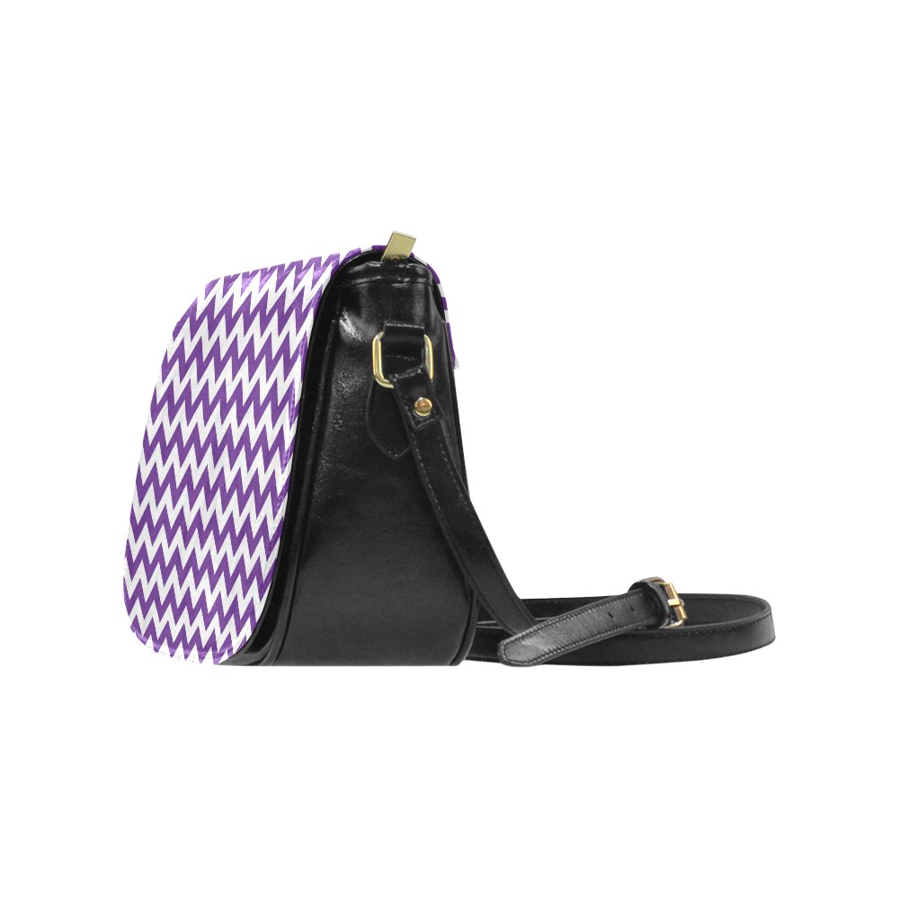 Royal Purple and white zigzag chevron Classic Saddle Bag/Large (Model 1648)