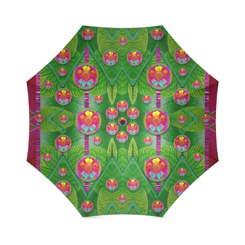 Orchid Forest Filled of big flowers and chevron Foldable Umbrella (Model U01)