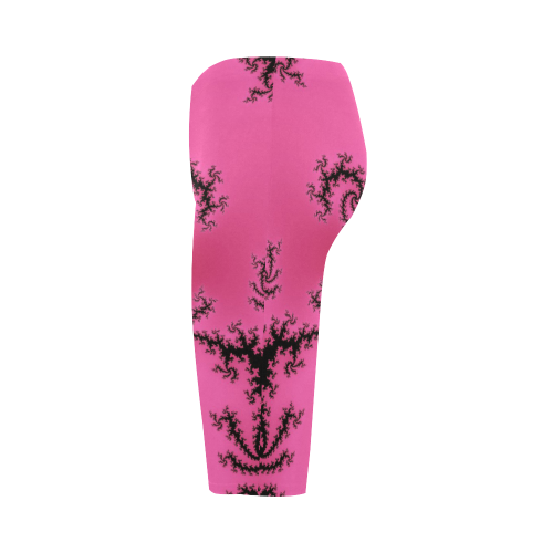 pink and black fractal Hestia Cropped Leggings (Model L03)