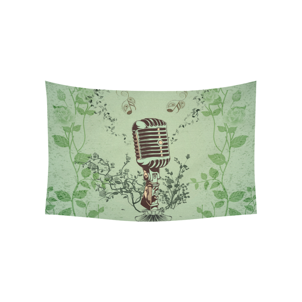 Music, microphone Cotton Linen Wall Tapestry 60"x 40"