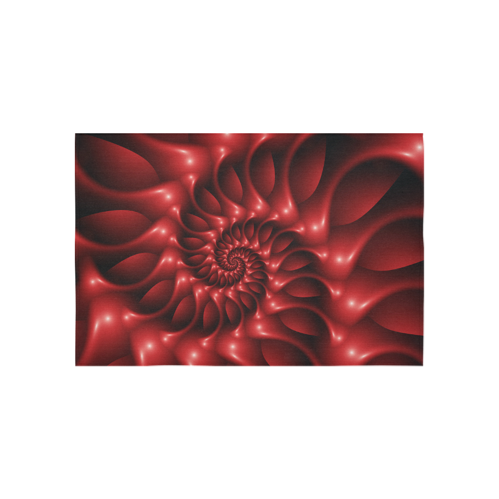 Glossy Red Spiral Fractal Cotton Linen Wall Tapestry 60"x 40"