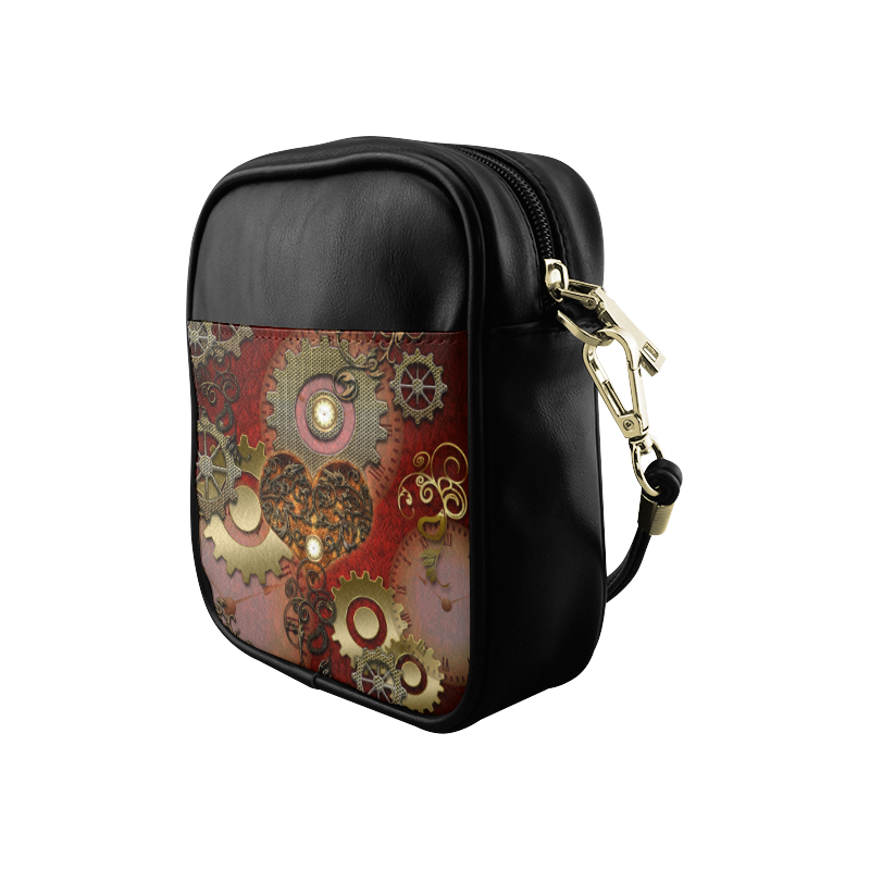 Steampunk, awesome glowing hearts Sling Bag (Model 1627)