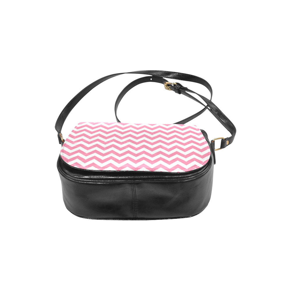 Pink and white zigzag chevron Classic Saddle Bag/Small (Model 1648)