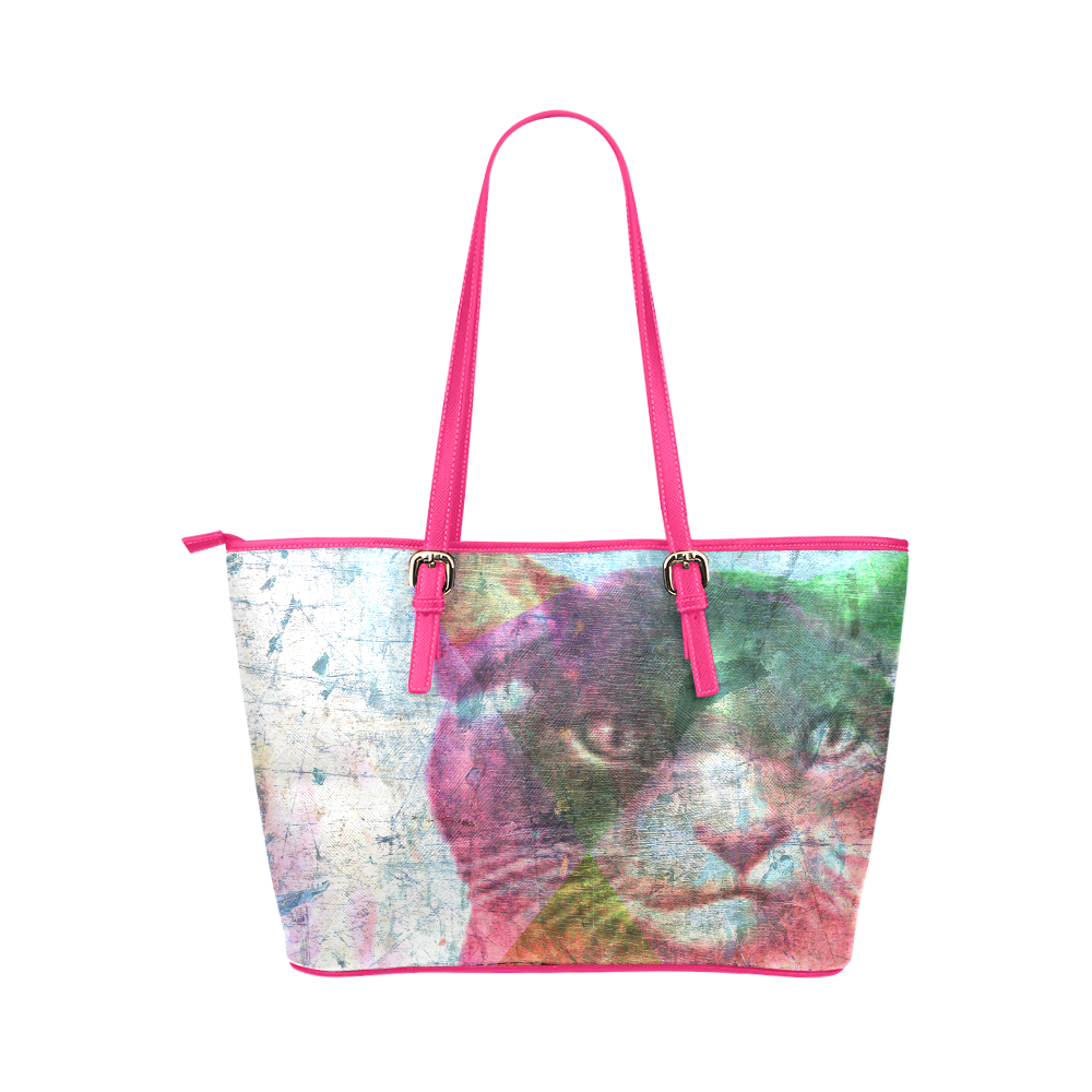 Cat Leather Tote Bag/Large (Model 1651)