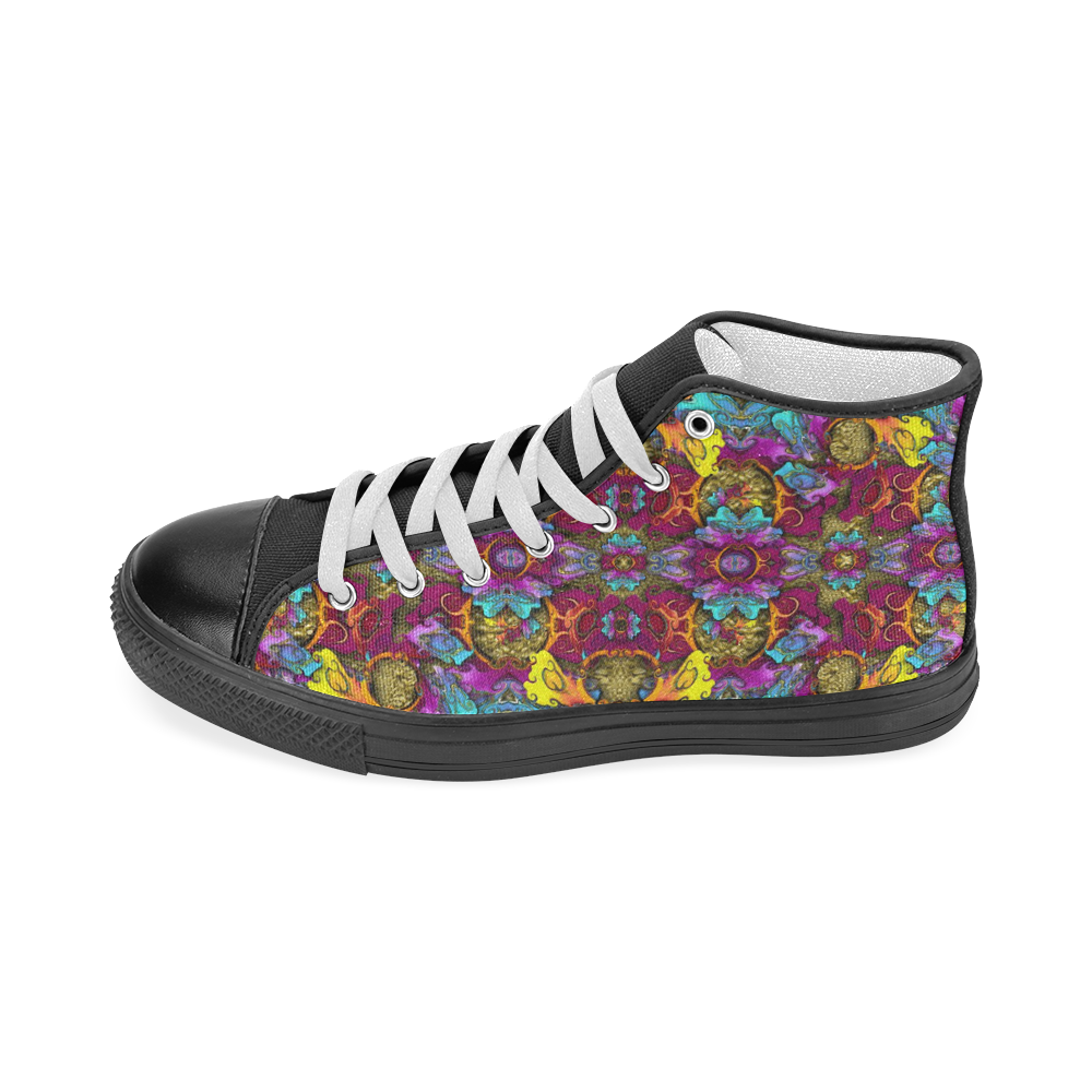 Fantasy rainbow flowers in a environment of calm Men’s Classic High Top Canvas Shoes (Model 017)