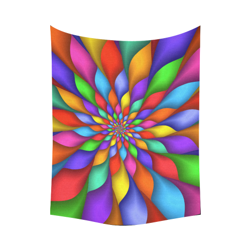 Psychedelic Rainbow Spiral Petals Cotton Linen Wall Tapestry 80"x 60"